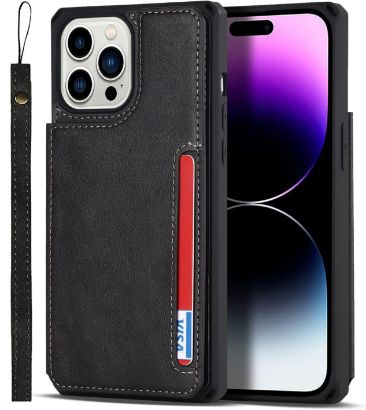 صورة جراب كفر غطاء جلدي للهاتف ايفون 14 برو ماكس مع حامل للبطاقات Back cover with card holder for iPhone 14 Pro Max