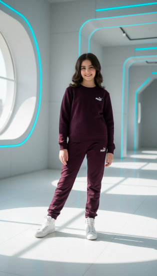 صورة طقم ربيعي عنابي من pu ولادي وبناتي