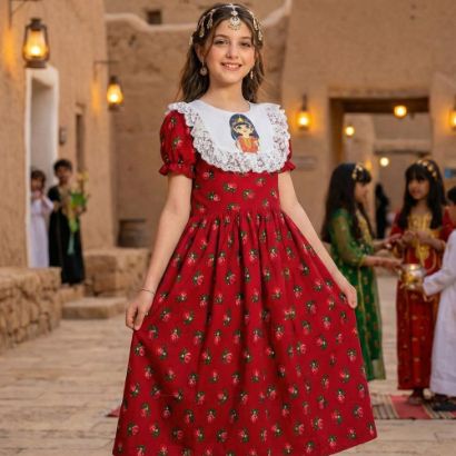 صورة فستان "جوهرة التأسيس" احمر غامق