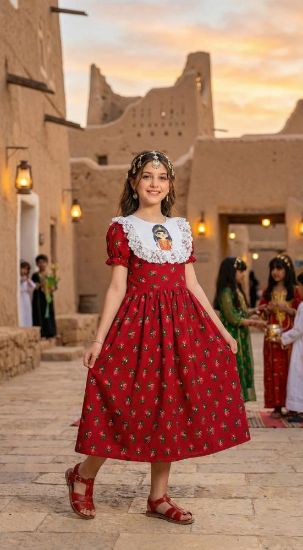 صورة فستان "جوهرة التأسيس" احمر غامق