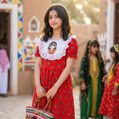 صورة فستان "جوهرة التأسيس" احمر فاتح