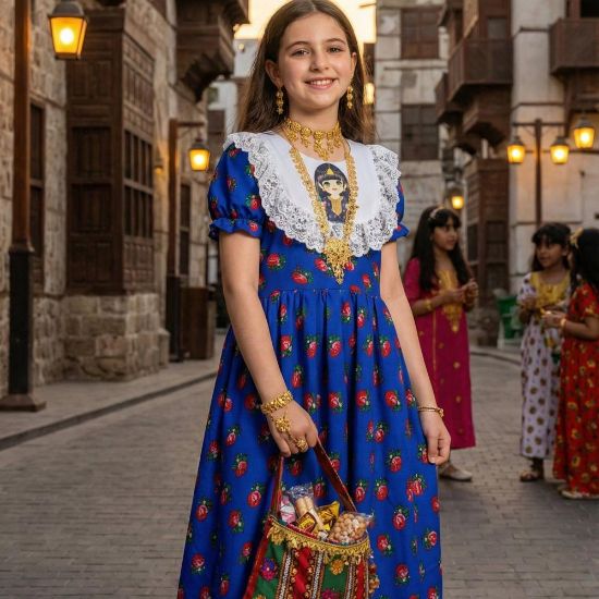 صورة فستان  "الزمن الجميل" الزرقاء فاتح