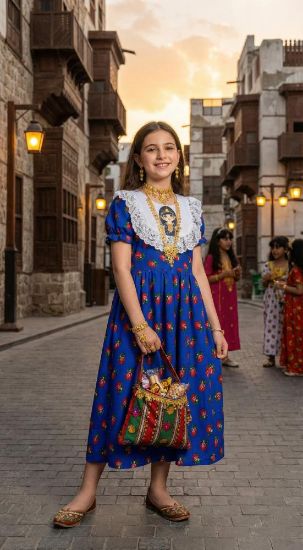 صورة فستان  "الزمن الجميل" الزرقاء فاتح