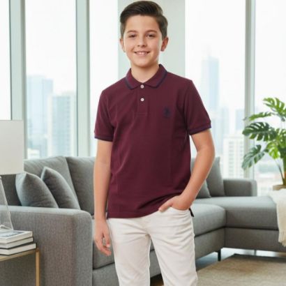 صورة تيشيرت بولو عنابي