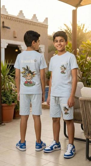 صورة طقم ولادي قطني (تيشيرت وشورت) بطبعة "دراغون بول" الكرتونية