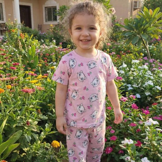 صورة طقم بجامة "قطط المرح" القطني - وردي زاهي