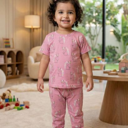 صورة طقم بجامة "يونيكورن الأحلام" - وردي ناعم