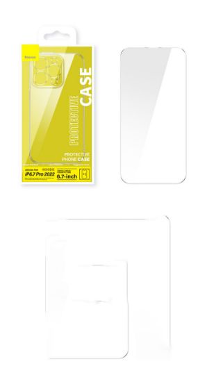 صورة بكج حماية واقي شاشة +غطاء حمايه شفاف لسلسله ايفون 14 -IPHONE 14 -Protective cover for iPhone 14 series