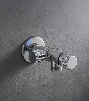 صورة محبس زاوية نحاس 1/2X1/2" كروم 2خط 2فتحه توكو