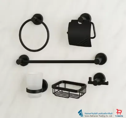 صورة C/P BATH ACCESORIES SET 6PCS ALUMINIUM HEAVY BLACK RANCY [CH