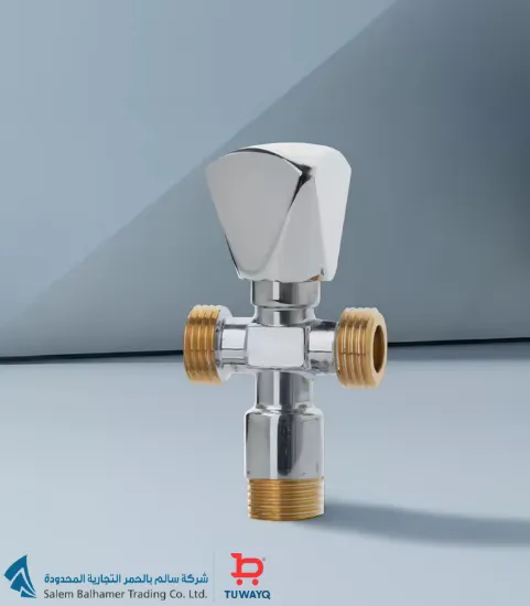 صورة محبس زاوية نحاس "1/2X1/2" 2 خط 1 مسكه كروم توكو