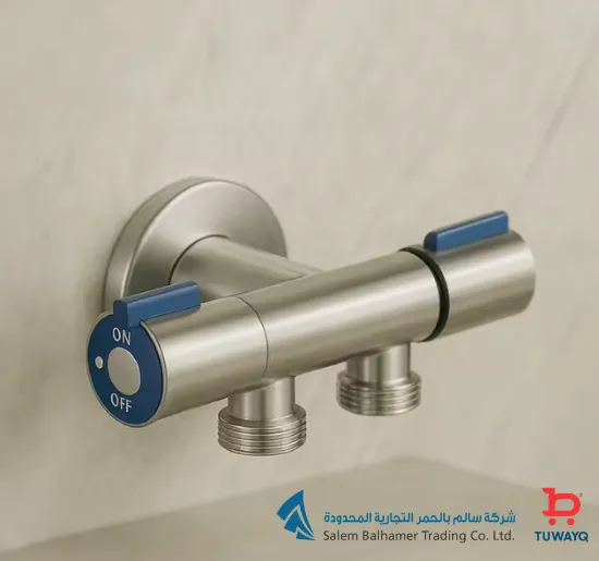 صورة محبس أستانلستيل "1/2X1/2" كروم 2خط 2فتحه توكو