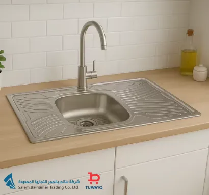 صورة حوض مطبخ أستانلنستيل 201 واحد فتحه وسط 120x50سم