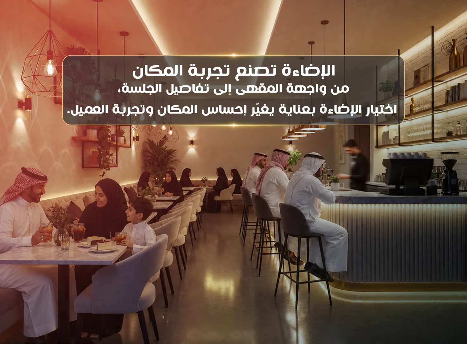 الإضاءة الداخلية والخارجية وأثرها على تجربة العملاء في المقاهي​