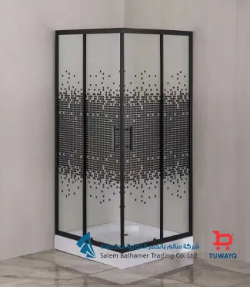صورة كابينة شاور 90*90 مربع أسود 824 ماجور
