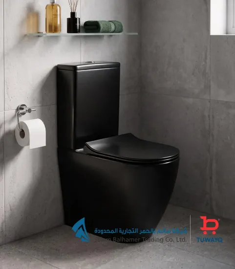 صورة كرسي حمام قطعه واحده أسود 5968 تصريف أرضي 25سم ماجور