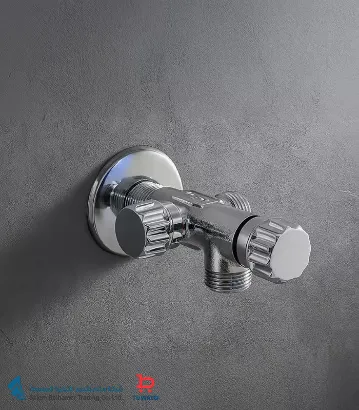 صورة محبس زاوية نحاس 1/2X1/2" كروم 2خط 2فتحه توكو