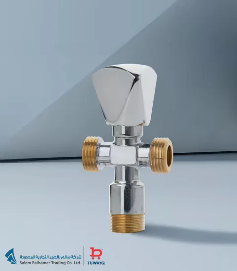 صورة محبس زاوية نحاس "1/2X1/2" 2 خط 1 مسكه كروم توكو