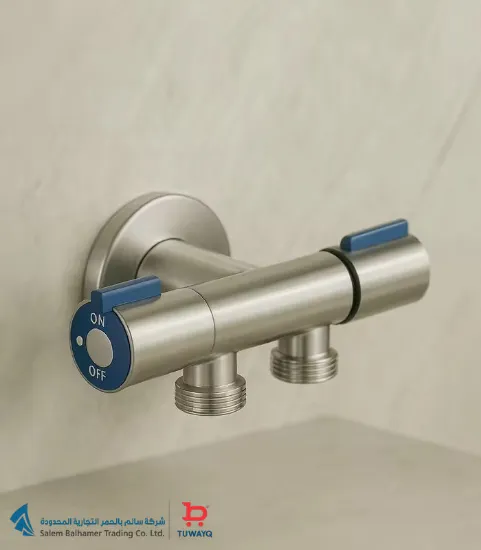 صورة محبس أستانلستيل "1/2X1/2" كروم 2خط 2فتحه توكو