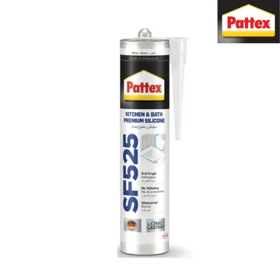 صورة سيليكون حمامات ومطابخ باتكس أبيض ضد الفطريات والبكتيريا SF525 - سعة 280 مل ألماني (Pattex)